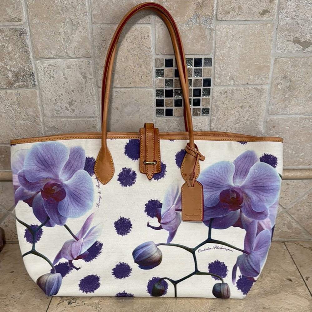 Dooney & Bourke Purple and Brown Tote Bag